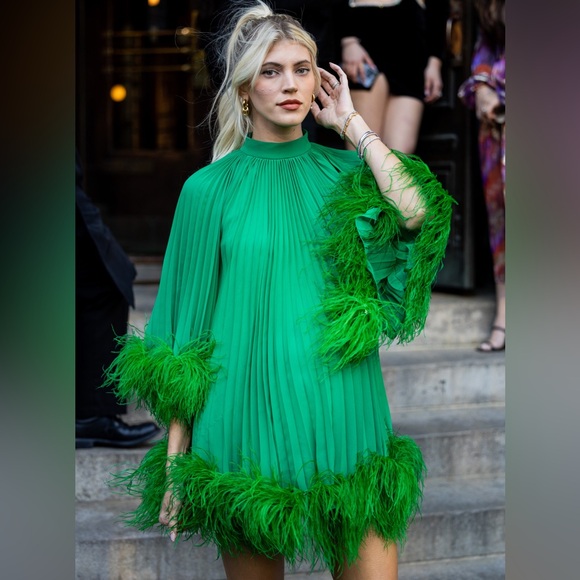 PatBO Dresses & Skirts - Like new PATBO Pleated Feather Trim Mini Dress $2,200 0